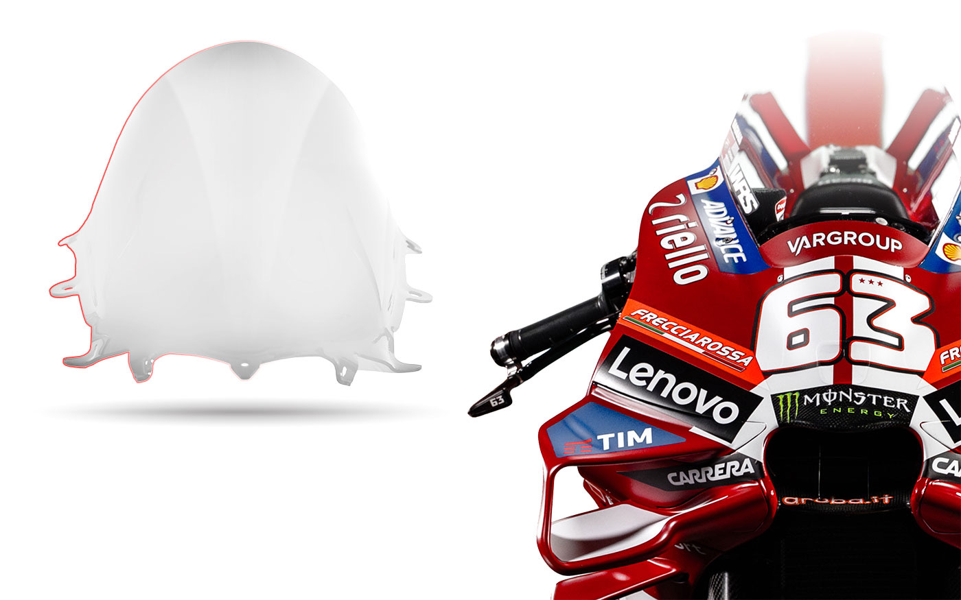 WRS MotoGP 賽用風鏡與 Ducati 廠車車頭